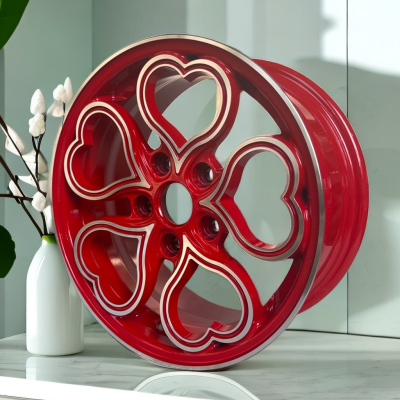 New Mold 15 Inch pink Car Rims Aftermarket Wheels ET 35-38 Alloy Rims with Hearts