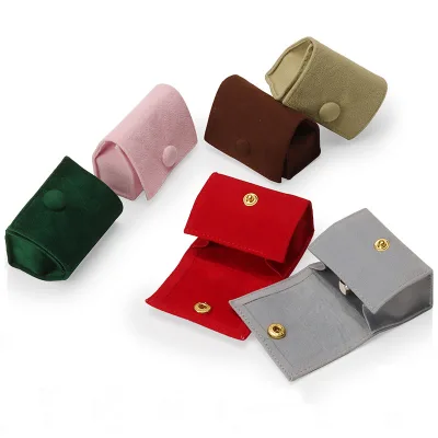 Wholesale Portable Mini Ring Storage Bag Flannelette Jewelry Case with Fashion Stud Earrings Clamshell Made of Quality Leather