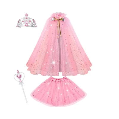11Pcs Princess Dress up Clothes for Girls 3-8 Cape Crown & Dresses Perfect Birthday Gift for Little Princesses