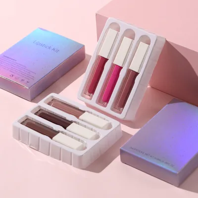 High Quality Vegan DIY Matt Lip Gloss Private Label Organic White Square Tubes 3 Colors Lipgloss Set Gift Nude Matte Lipgloss