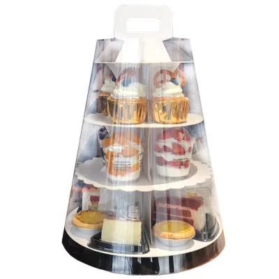 Hot Sale Multi-layer Disposable Cake Pop Stand for Chocolate Cake Torta Cake Packaging Dessert White Cupcake Box