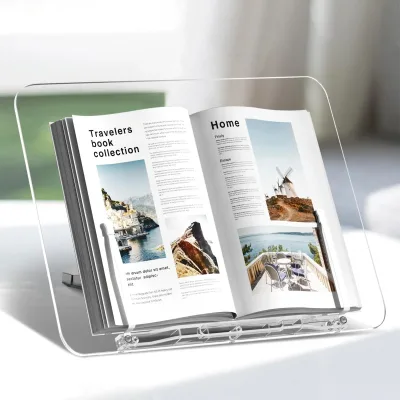 Acrylic Book Stand Angle Adjustable Book Display Stand Lightweight Book Holder for Magazines Laptop Recipe Textbook