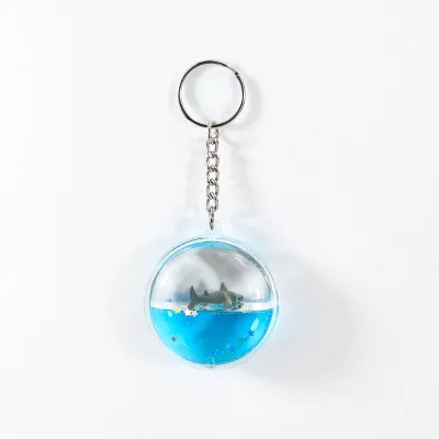 Shark Floater Liquid Blue Water Flotage Glitter Floating Aqua Bubble Fluid Flow Liquor Keychain