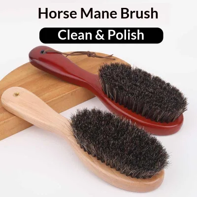 Upgraded Red Handle Model Pure Horse Hair Shoe Care Brush for Clothes & Leather with Decontamination