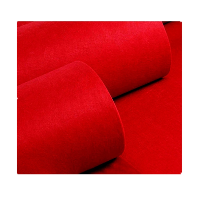 Non Woven Punched Polyester Plain Rug Red Carpet