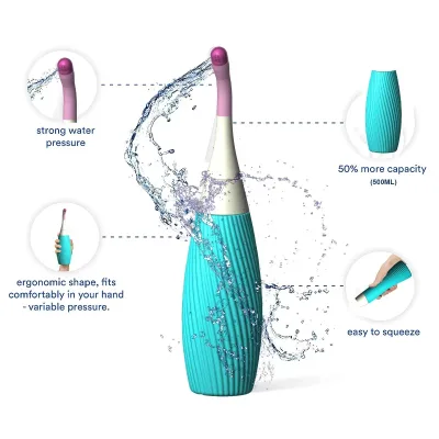 Portable Manual Baby Bidet Sprayer 360 Nozzle IPX7 Waterproof Self-Cleaning Pussy Cleaning 500ml Detachable Tank for Hotel