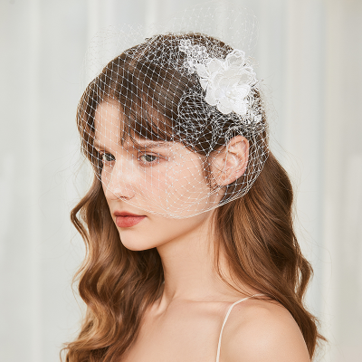 Mesh Gauze Embroidered Flower Veil Women Face Veil