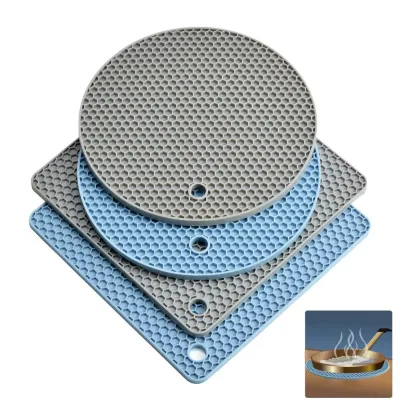 USSE Silicone Trivets Honeycomb Heat Insulation Mats Hot Pot Holders Drying Mat Heat Resistant to 440 Degree F
