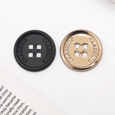 Zinc Alloy 4-Hole Dress Shirt Buttons Edges Eco-Friendly Features English Checkered Design Plated Technique Electrophoresis