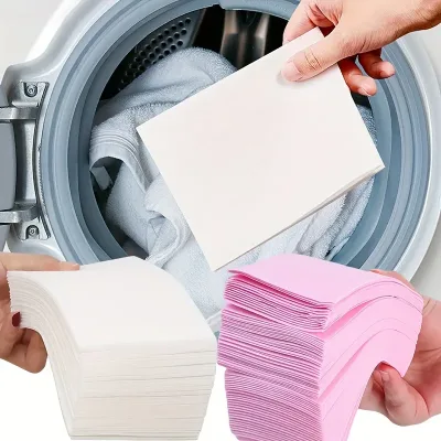 3 in 1 Water Soluble Laundry Detergent Sheets Quick Dissolve Portable Travel Laundry Soap Sheets Easy Storage Washing Sheets