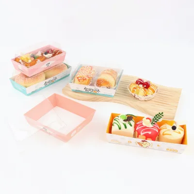 Biodegradable Kraft Paper Dessert Tray Recyclable Food Grade Sushi Tray Compostable Cake Box Sustainable Takeout Packaging