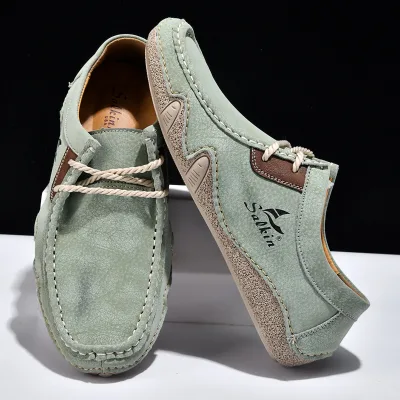 New Fashion Handmade PU Leather Casual Men Shoes Design Sneakers Man Loafers Breathable Low Top Flat Shoes Driving Loafers 0