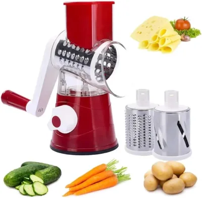 Rotary Cheese Grater Kitchen Shredder with 3 Interchangeable Blades Mandoline Vegetable Slicer