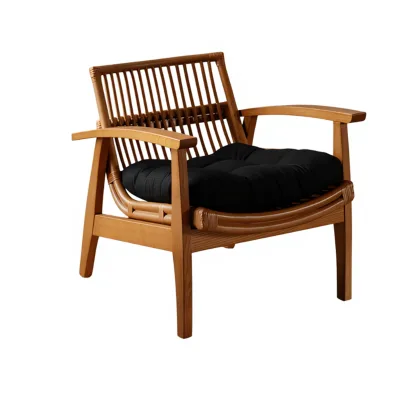 Vintage Italian Minimalist Wabi-Sabi Style Solid Wood Recliner Leisure Sofa Chair Medium Density Foam Sponge for Home Furniture