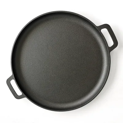 40cm Cast Iron Pizza Flat Skillet Preseasoned Pizza Pancake Pan