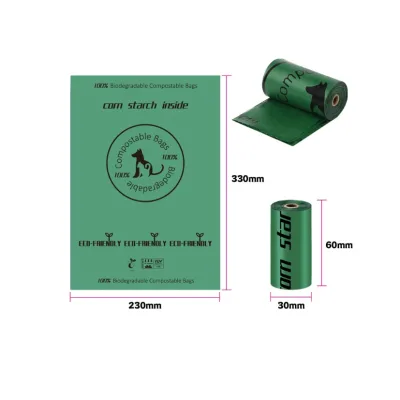 100% Biodegradable Dog Poop Bag Compostable Pet Waste Bags with Printed