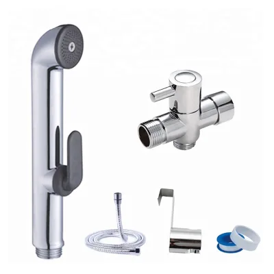 Handheld Brass Bidet Sprayer Eco-Friendly Modern Design Wall-Mounted PVC T-Adapter and Hose Combo Kit for Easy Bathroom Use