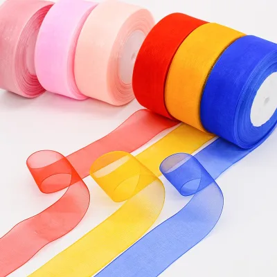 1.5 Inch 50 Yards Shimmer Sheer Organza Ribbon Gift Wrapping Ribbon Chiffon Tulle Mesh Ribbon