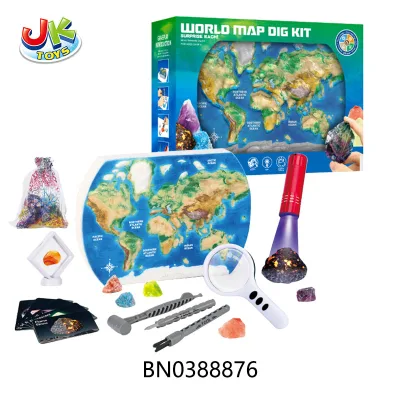 Jacko Toys Archaeological World Map Set Plastic Excavate Tool Educational Science Exploration Safety Certified Color Box