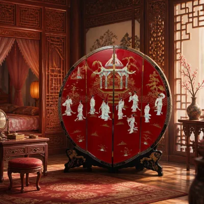 Oriental Vintage Style Handcrafted Antique Screen for High-end Interior Decor
