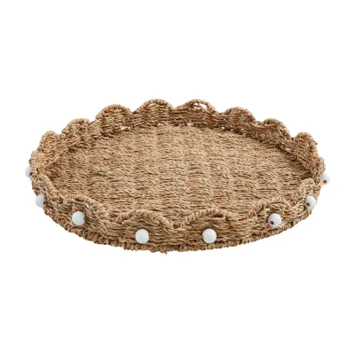 Seagrass Serving Tray Wholesale Customize Round Shaped Dip Tray with Serving Tray Hand Woven