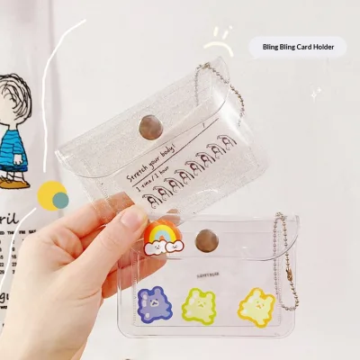 In Stock Transparent PVC Card Holder Student Convenient Bus ID Bank Card Protection Document Case Glitter Coin Purse YR-271