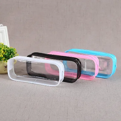 Manufacturer Direct Simple Durable Transparent PVC Zipper Pencil Case for School Use