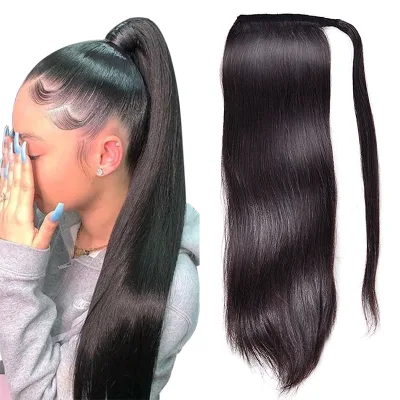 Brazilian Piece Ponytails Curly Ponytail Human Natural Afro Puff Extension Clip on Human Hair Cabelo Humano