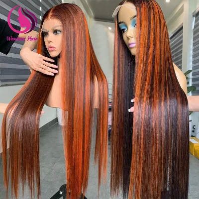 Highlight Ginger Orange Piano Color Lace Front Wigs Vietnamese Raw Wigs HD Lace Human Hair Pre Plucked Hair Wig for Women