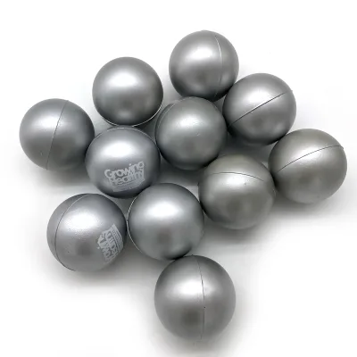 Blank Silver Metallic PU Stress Relief Ball Custom Slogan Print Slow Rising Squeeze Toy for Business Giveaway