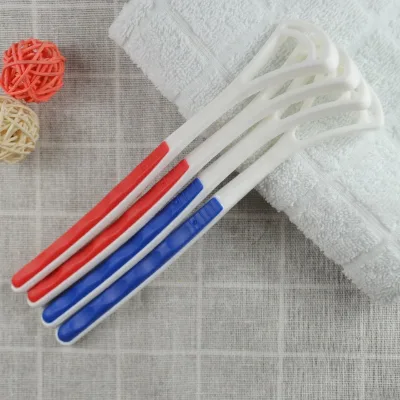 Plastic Adult Tongue Cleaner with Rubber Handle