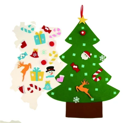 Kids DIY Eco-Friendly Felt Christmas Tree Seasonal Ornaments and Gifts for Christmas Decorations