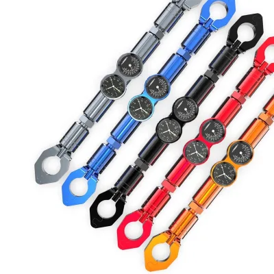 Double Clock Time Thermometer Handlebar Balance Bar Grips for 7/8\" Motorcycle Beam Cross Essential Motorcycle Controls