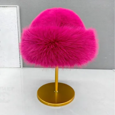 Fluffy Faux Fur Breathable Bucket Hat for Women Luxury Plush Warm Winter Hat Thick Snowy Day