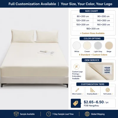 OEM Custom TPU Laminated Waterproof Mattress Protector Deep Pocket 15-17 Inch Fitted Bed Cover Minimalist Design