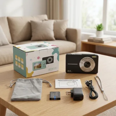 2.4-Inch 1080P Full HD  Digital Zoom 44MP Mini Kids Digital Camera with MicroSD Built-in LED Flashlight DC403
