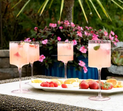 Elegant Pink Scalloped Rim Wine Glass  Perfect for Celebrations Wedding