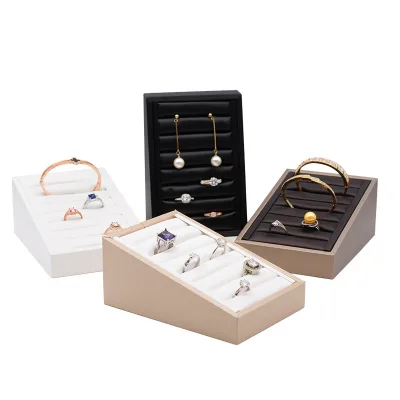 CHOOSE Jewelry Display Props Ladder Shaped PU Leather Bracelet Rings Jewelry Display Rack Stand Bangle Earring Tray