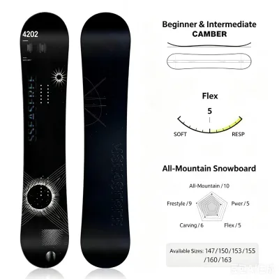 Factory Direct All Mountain Freestyle Stable Poplar Wood Core High Elastic Snowboard for Home