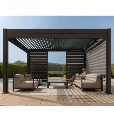 Drainage System Aluminum Pergola Powder Coated Aluminum Pavilion Sunproof Aluminum Gazebo Outdoor Balcony Shade Canopy