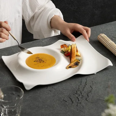 Artistiche Gres E Porcellana Eco-Friendly Modern White Porcelain Restaurant Use Soup Bowls and Plates Ceramic