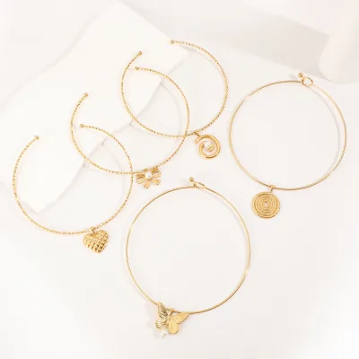 KITI Waterproof 18k Stainless Steel Bow Pendent Choker Necklace Butterfly Heart Adjustable Collar Neck Choker