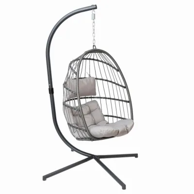 2026 Outdoor New Design Leisure Hanging Basket Chair Patio Comfortable Cushion Rattan Swing Seat Chair for Garden Balcony