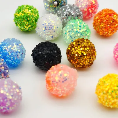 Hot Selling 20mm Multi-colored Rhinestone Round Beads Acrylic Glitter Connector Beads Rhinestone Gumball Beads Charms