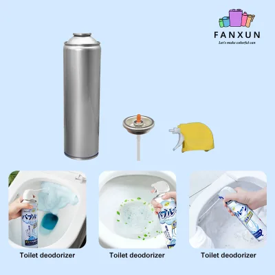 Empty Metal Aerosol Spray Can with Foam Actuator Trigger Spray Cap for Toilet Cleaner Deodorant Packaging