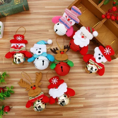 Classic Christmas Tree Ornaments Decorations with Hanging Bells Xmas Tree Plush Atmosphere Props for Festive Decor