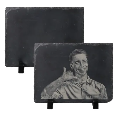 Custom Shape Engraveable Cutting Slate Board Laser Engraving Blanks Black Rock Slate for Engraving Gift coaster