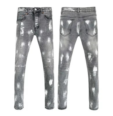 Men's High Street Straight Casual Knitted Denim Jeans Grey Washed Slim Tapered Trousers Eco-Friendly Breathable Autumn Hip Hop