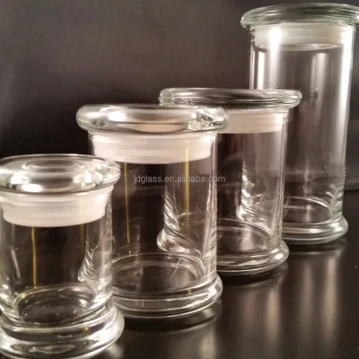 Clear Glass Candle Jars with Glass Flat Pressed Lids