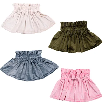 Toddler Girl Soft Velvet Fabric Sweet Skirts Custom Design Beautiful Princess Skirt Children's Party Wear Short Dresses